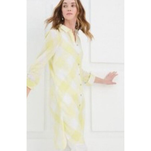 CHICO'S No-Iron Linen Maxi Shirt Tunic Womens 0 (4) Swim cover-up - Picture 1 of 11